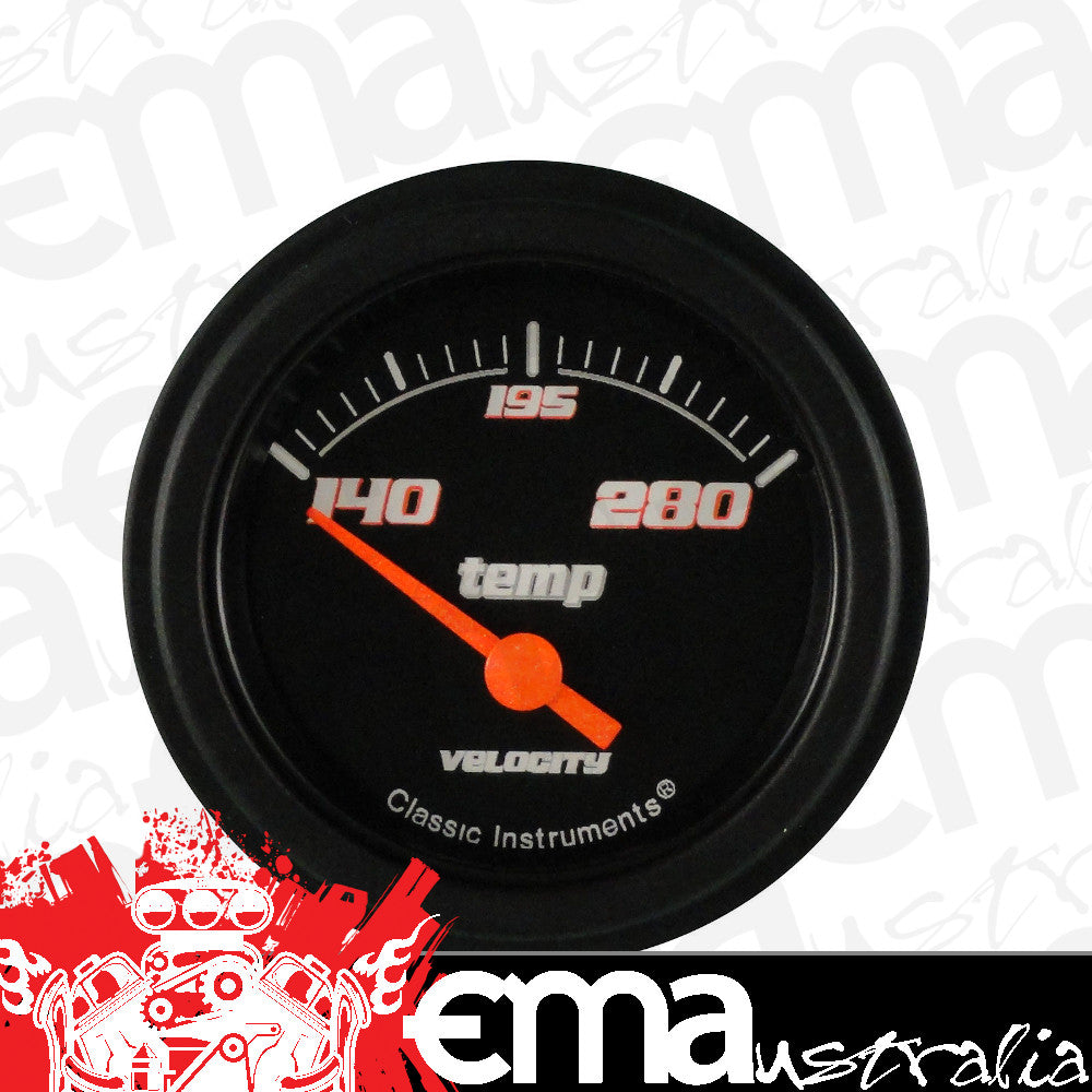 Classic Instruments VS26BBLF Velocity Black - Water Temp Gauge 2-1/6"