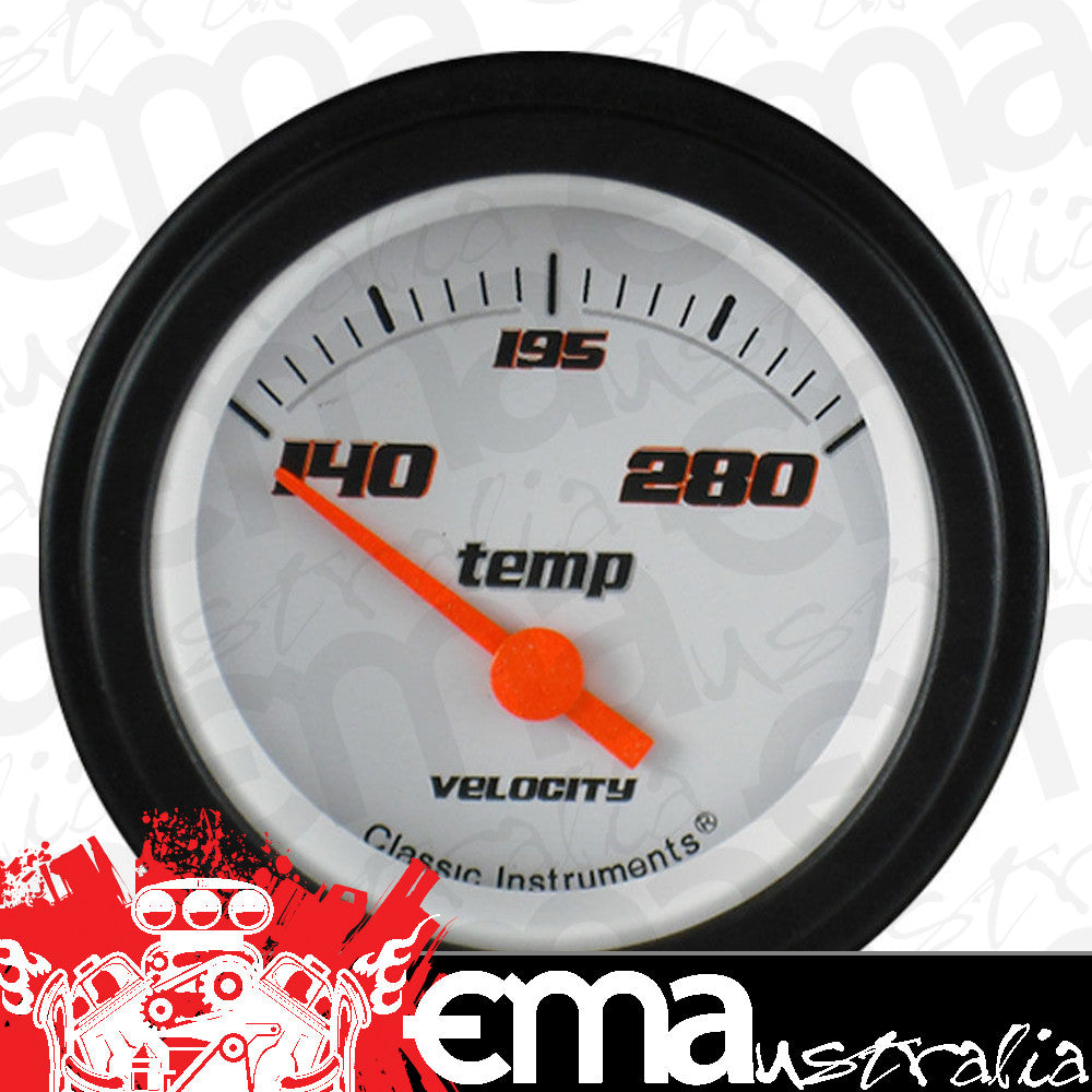 Classic Instruments VS26WBLF Velocity White - Water Temp Gauge 2-1/6"