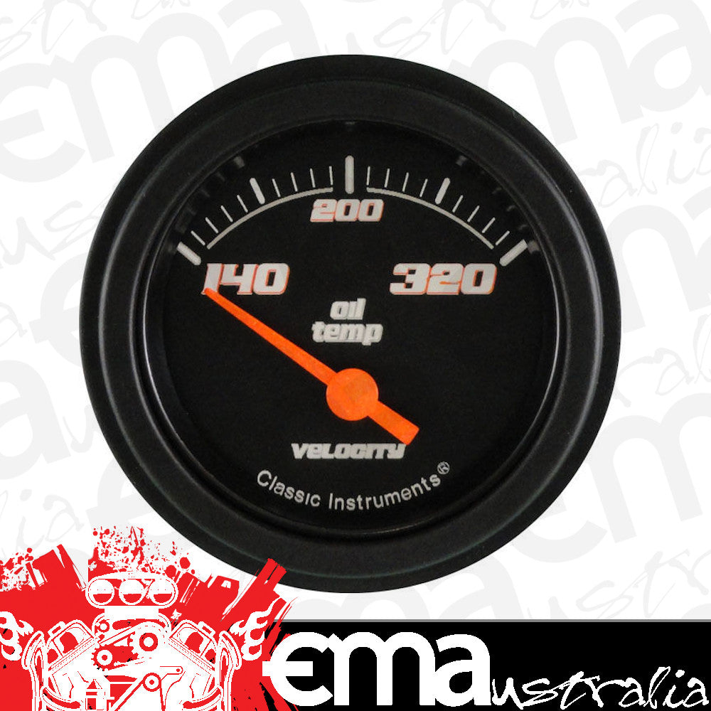 Classic Instruments VS28BBLF Velocity Black - Oil Temp Gauge 2-1/6"