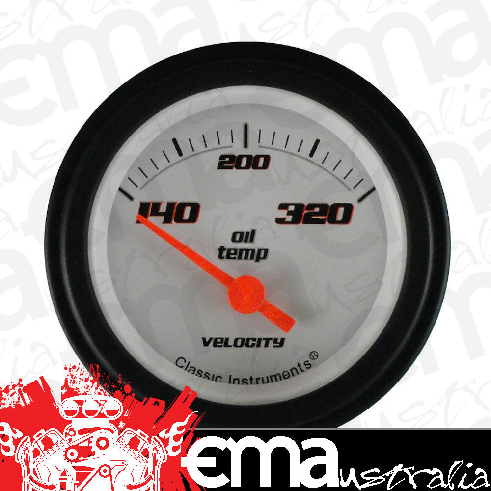 Classic Instruments VS28WBLF Velocity White - Oil Temp Gauge 2-1/6"