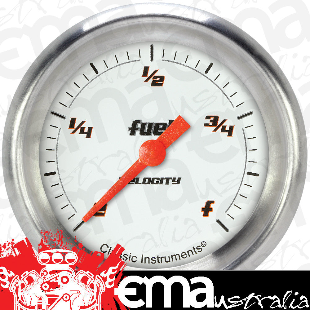 Classic Instruments VS309WAPF Velocity White 2 5/8" Fuel Gauge