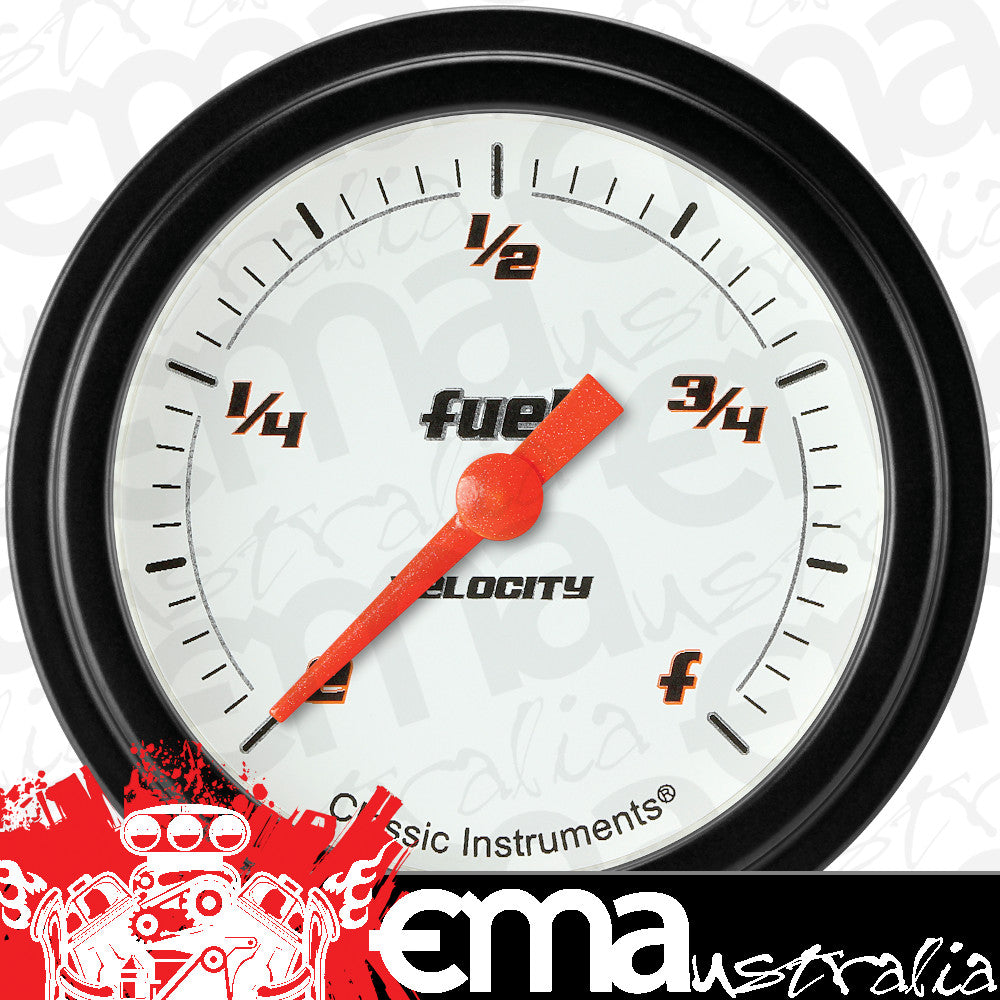 Classic Instruments VS309WBLF Velocity White 2 5/8" Fuel Gauge