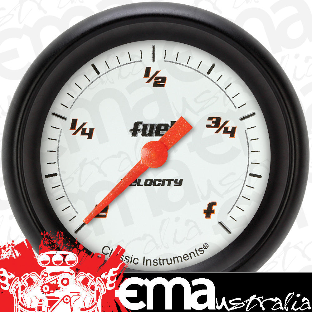 Classic Instruments VS309WBPF Velocity White 2 5/8" Fuel Gauge