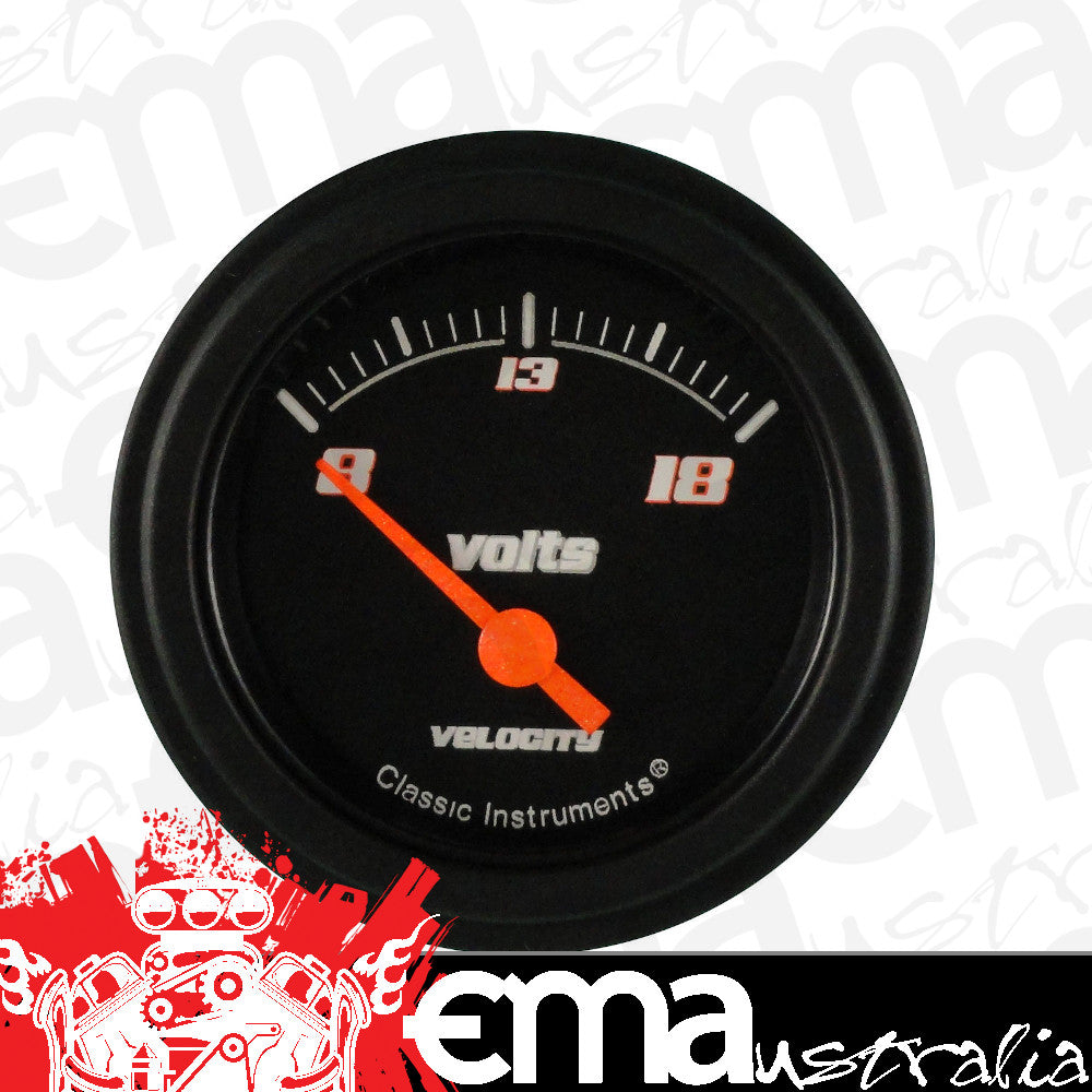 Classic Instruments VS30BBLF Velocity Black - Volt Gauge 2-1/8"