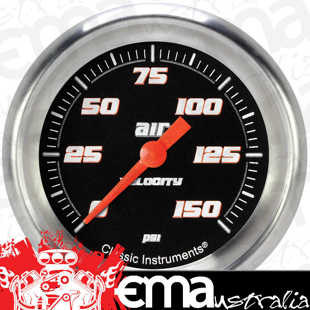 Classic Instruments VS318BAPF Velocity Black 2 5/8" Air Pressure Gauge