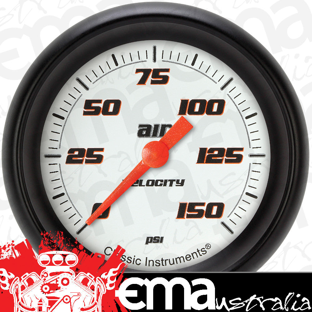 Classic Instruments VS318WBPF Velocity White 2 5/8" Air Pressure Gauge