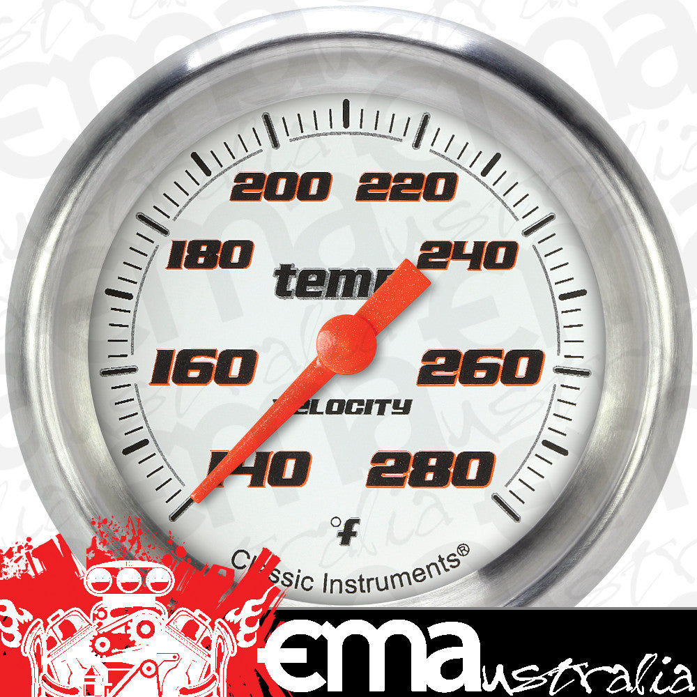 Classic Instruments VS326WAPF Velocity White - Water Temp Gauge Full Sweep 2-5/8"