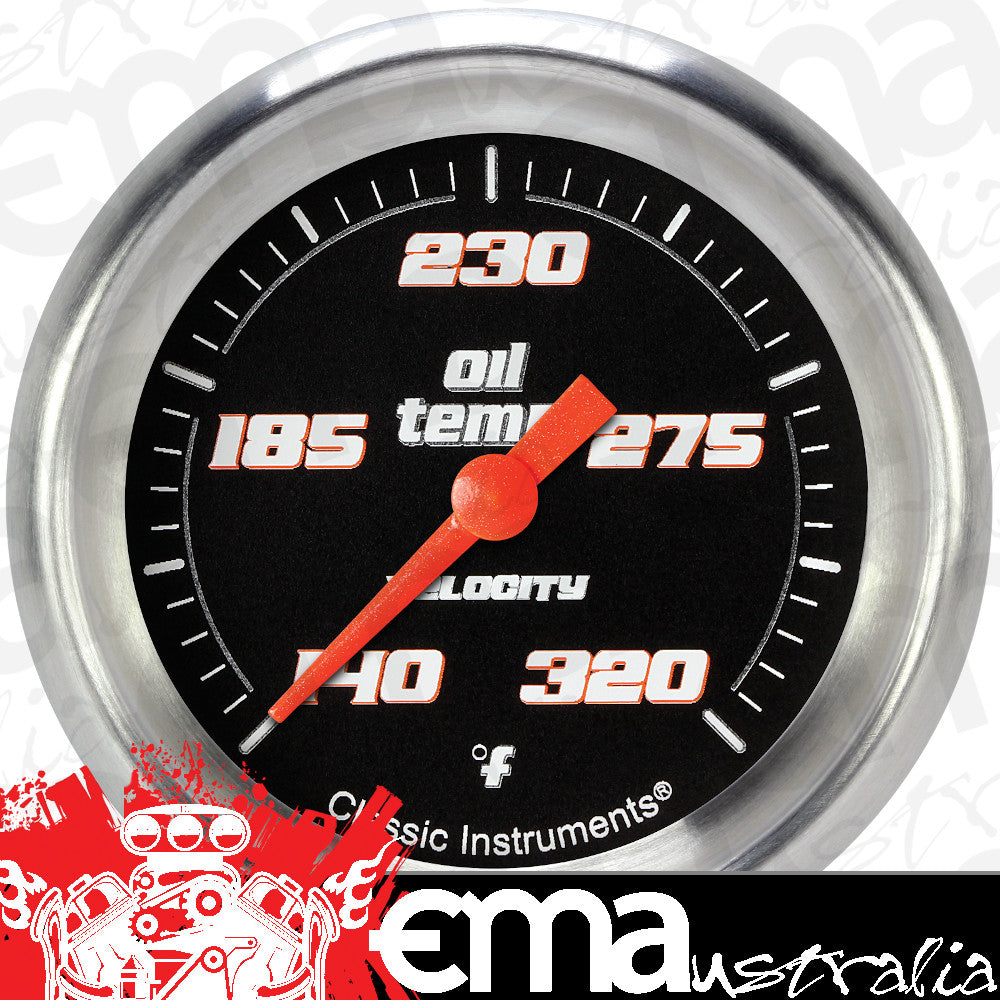 Classic Instruments VS328BAPF Velocity Black 2 5/8" Oil Temperature Gauge