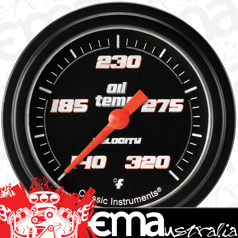 Classic Instruments VS328BBLF Velocity Black 2 5/8" Oil Temperature Gauge