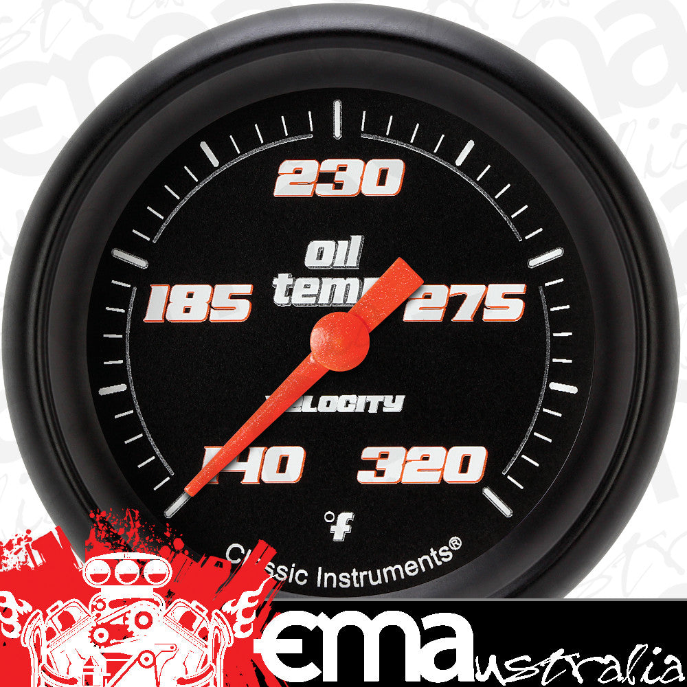 Classic Instruments | VS328BBPF | Velocity Black 2 5/8" Oil Temperature Gauge