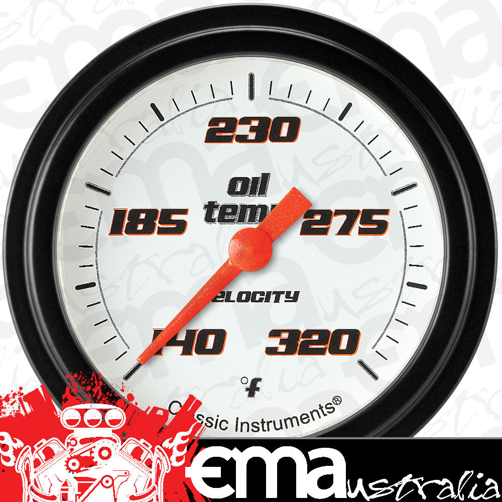 Classic Instruments VS328WBLF Velocity White 2 5/8" Oil Temperature Gauge