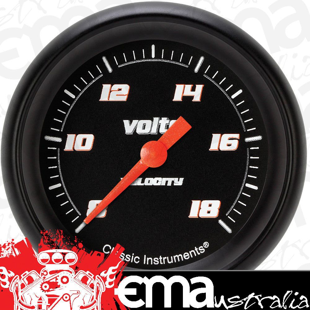 Classic Instruments VS330BBPF Velocity Black2 5/8" Voltage Gauge