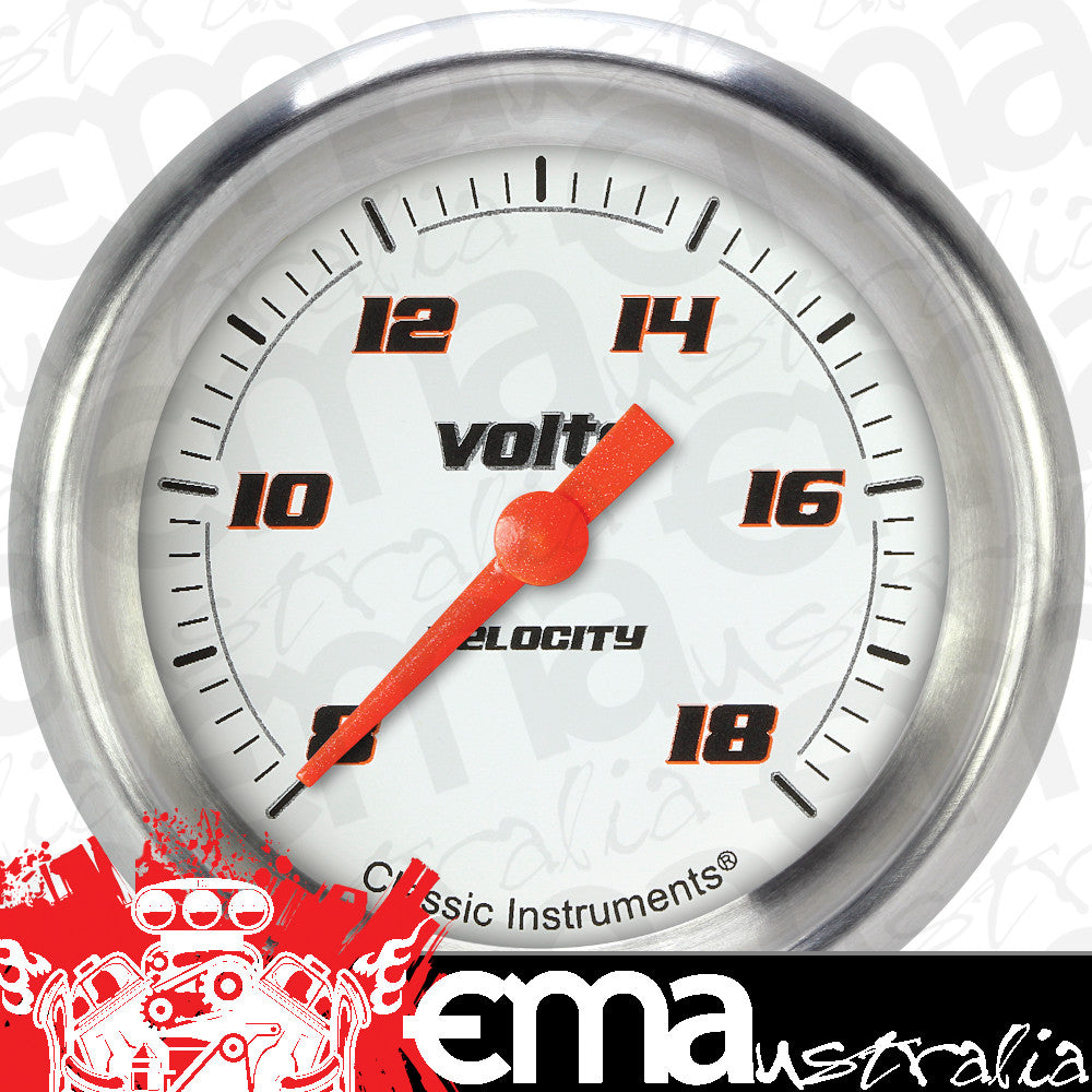 Classic Instruments VS330WAPF Velocity White 2 5/8" Voltage Gauge