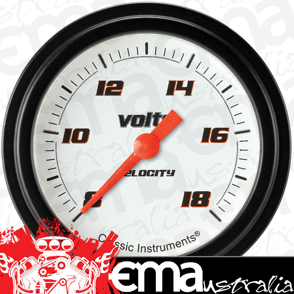 Classic Instruments VS330WBLF Velocity White 2 5/8" Voltage Gauge