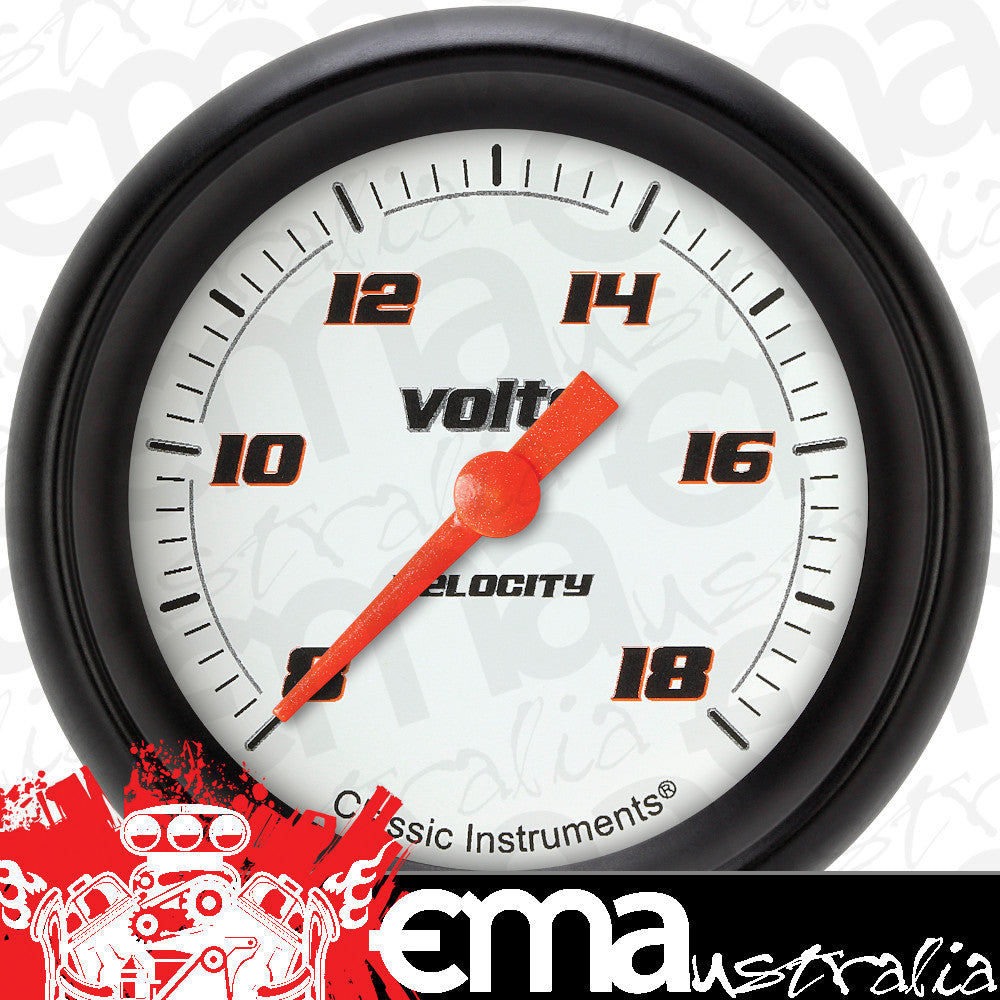 Classic Instruments VS330WBPF Velocity White 2 5/8" Voltage Gauge
