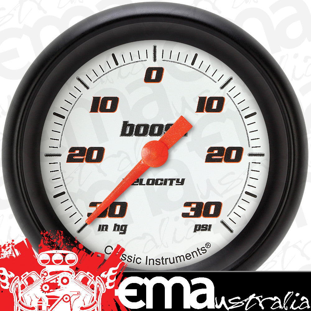 Classic Instruments VS341WBPF Velocity White 2 5/8" Boost/Vac Gauge