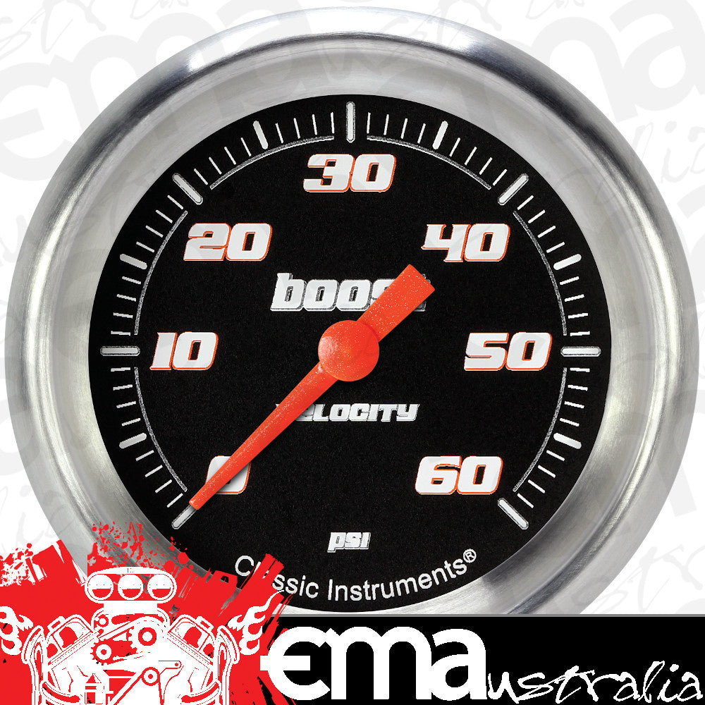 Classic Instruments VS343BAPF Velocity Black 2 5/8" Boost Gauge, 60 psi