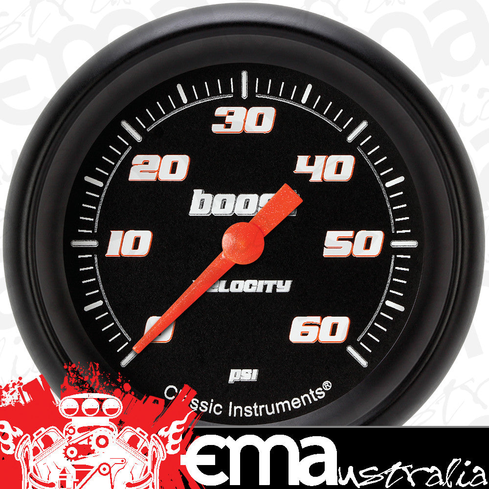 Classic Instruments VS343BBPF Velocity Black 2 5/8" Boost Gauge, 60 psi