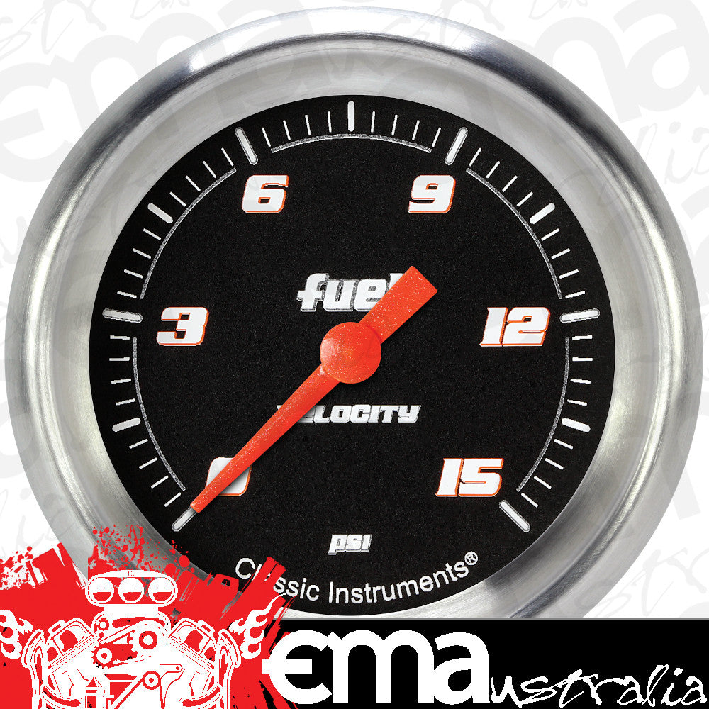 Classic Instruments VS345BAPF Velocity Black 2 5/8" Fuel Pressure Gauge, 15 ps