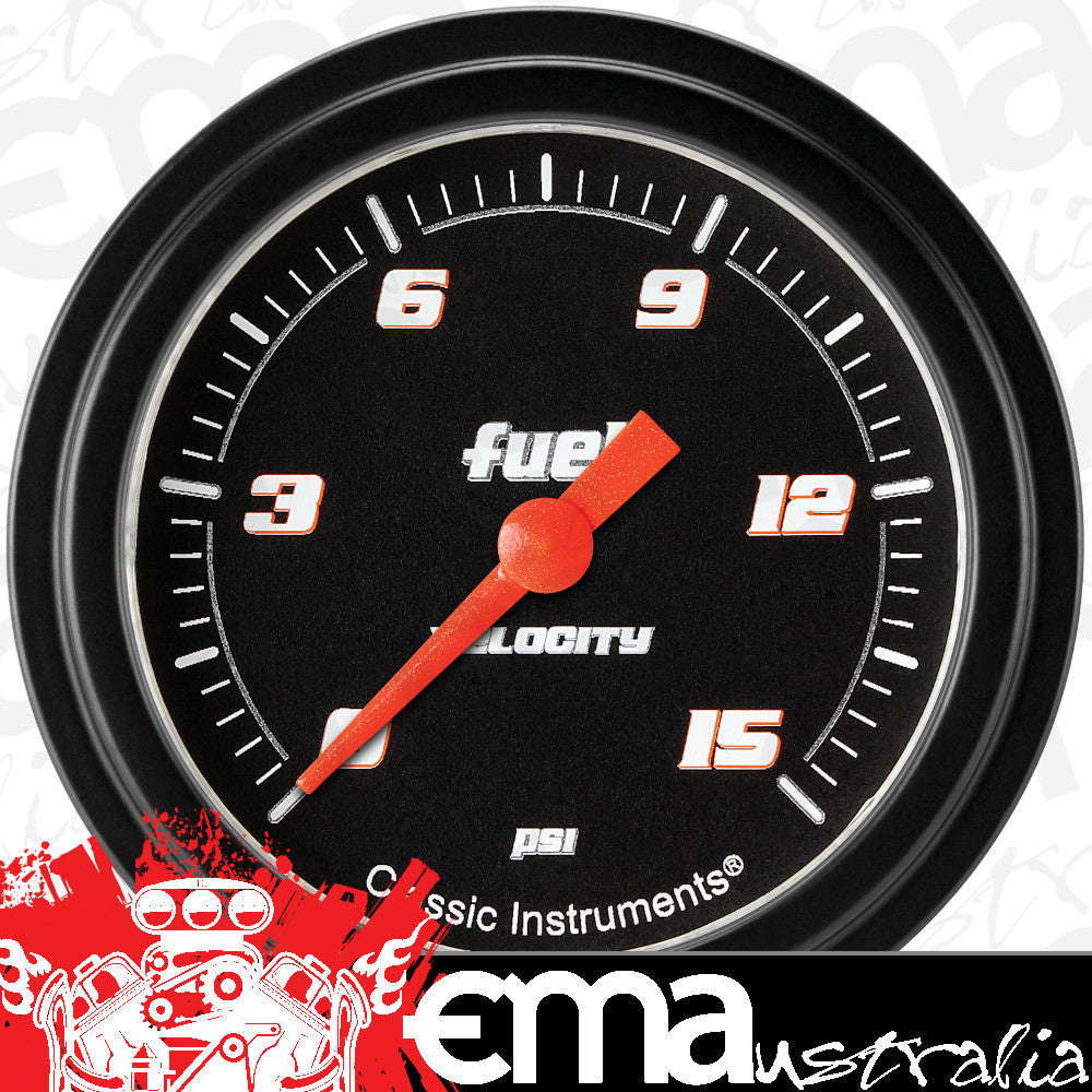 Classic Instruments VS345BBLF Velocity Black 2 5/8" Fuel Pressure Gauge, 15 ps