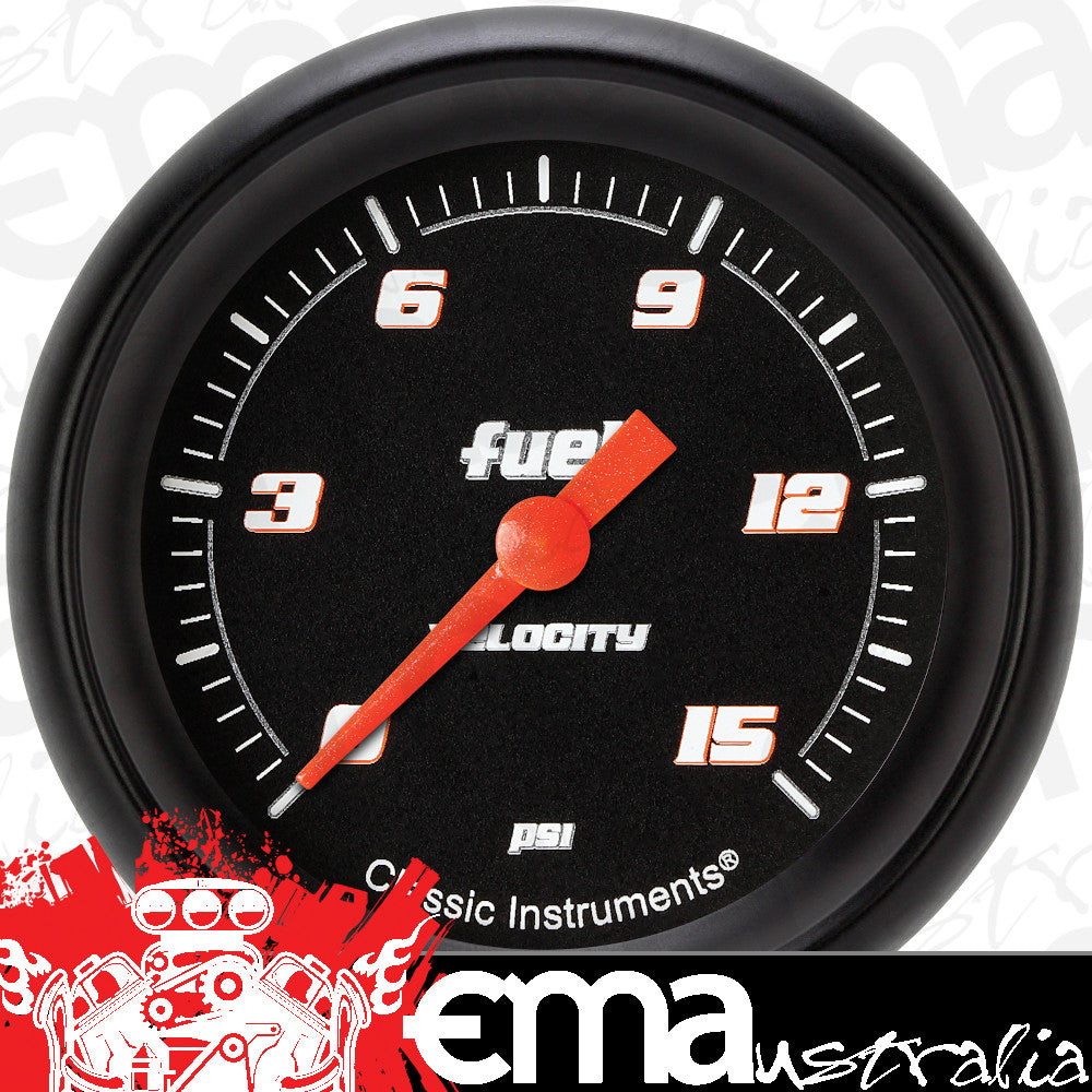 Classic Instruments VS345BBPF Velocity Black 2 5/8" Fuel Pressure Gauge, 15 ps