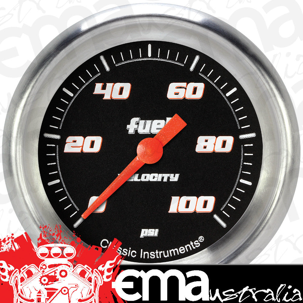 Classic Instruments VS346BAPF Velocity Black 2 5/8" Fuel Pressure Gauge, 100 p