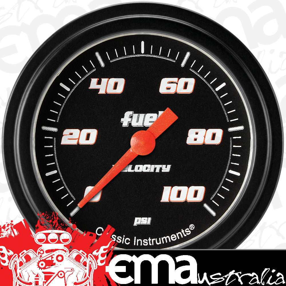 Classic Instruments VS346BBLF Velocity Black 2 5/8" Fuel Pressure Gauge, 100 p