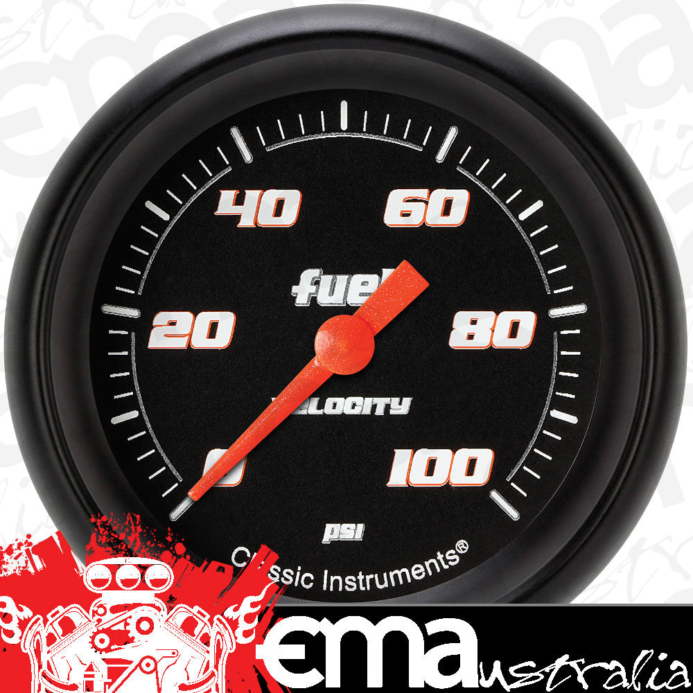Classic Instruments VS346BBPF Velocity Black 2 5/8" Fuel Pressure Gauge, 100 p