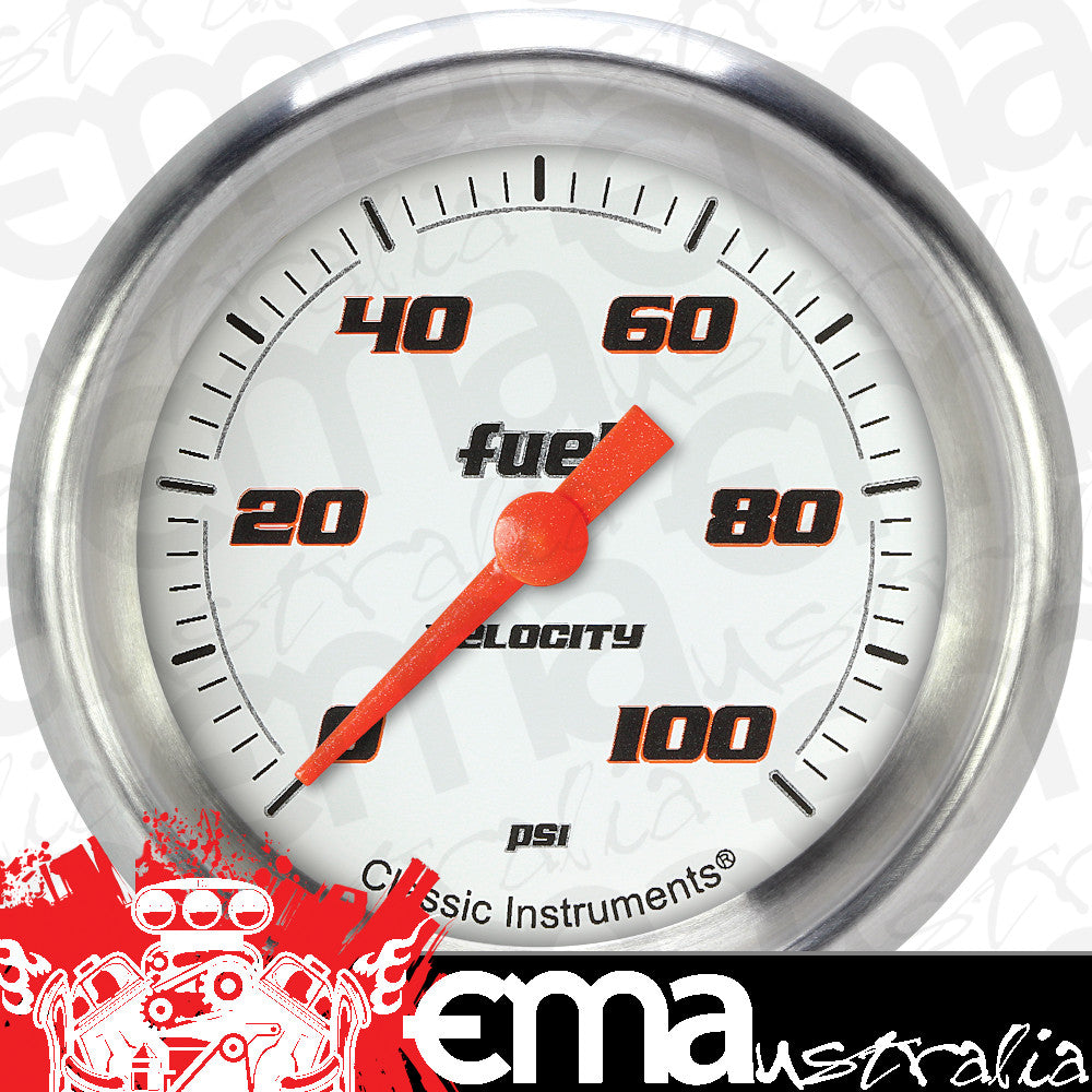 Classic Instruments VS346WAPF Velocity White 2 5/8" Fuel Pressure Gauge, 100 p