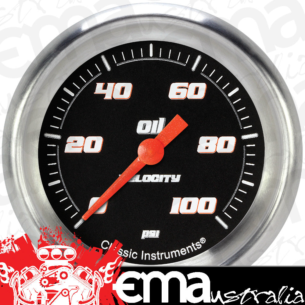 Classic Instruments VS381BAPF Velocity Black 2 5/8" Oil Pressure Gauge