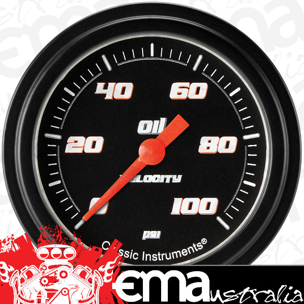 Classic Instruments VS381BBLF Velocity Black 2 5/8" Oil Pressure Gauge