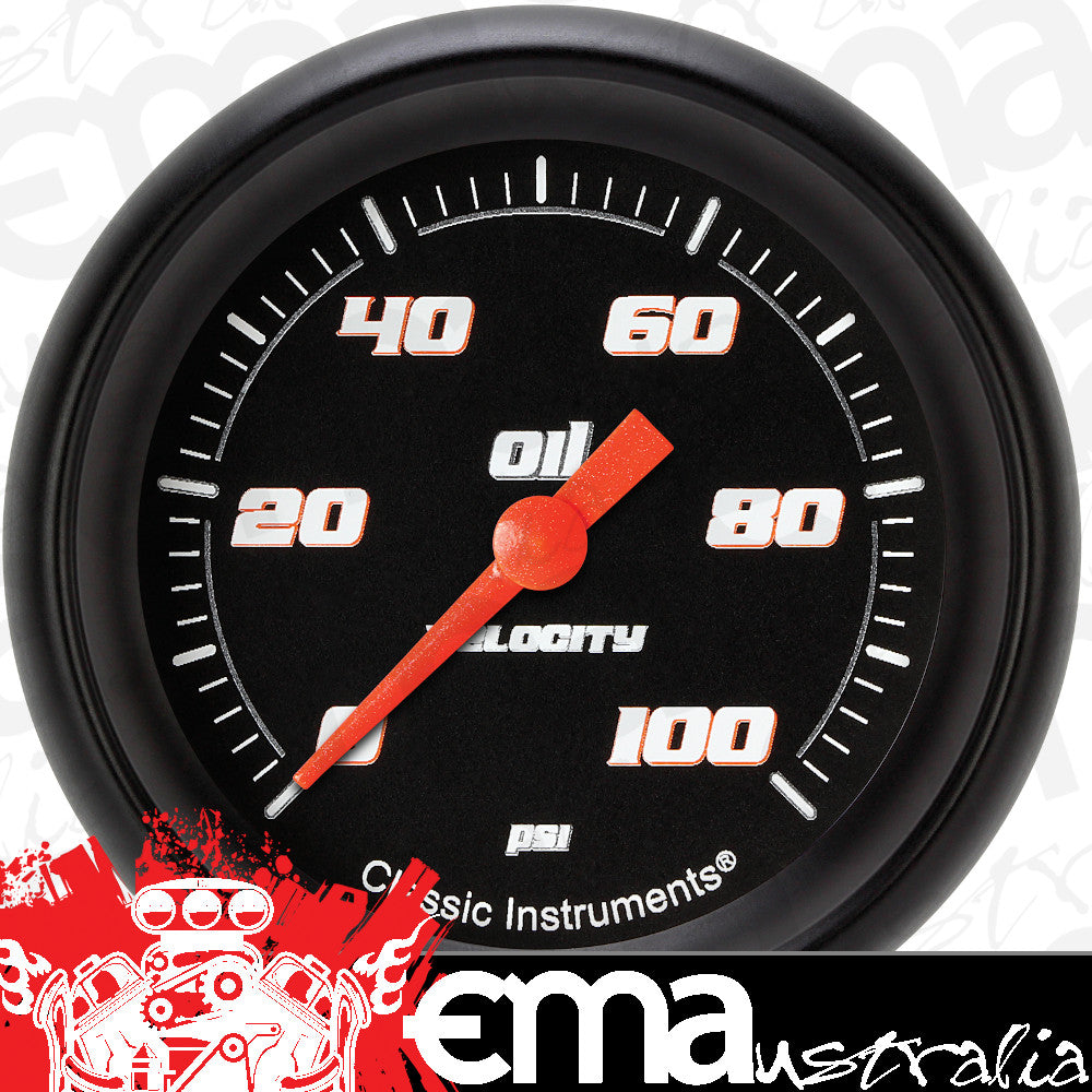 Classic Instruments | VS381BBPF | Velocity Black 2 5/8" Oil Pressure Gauge