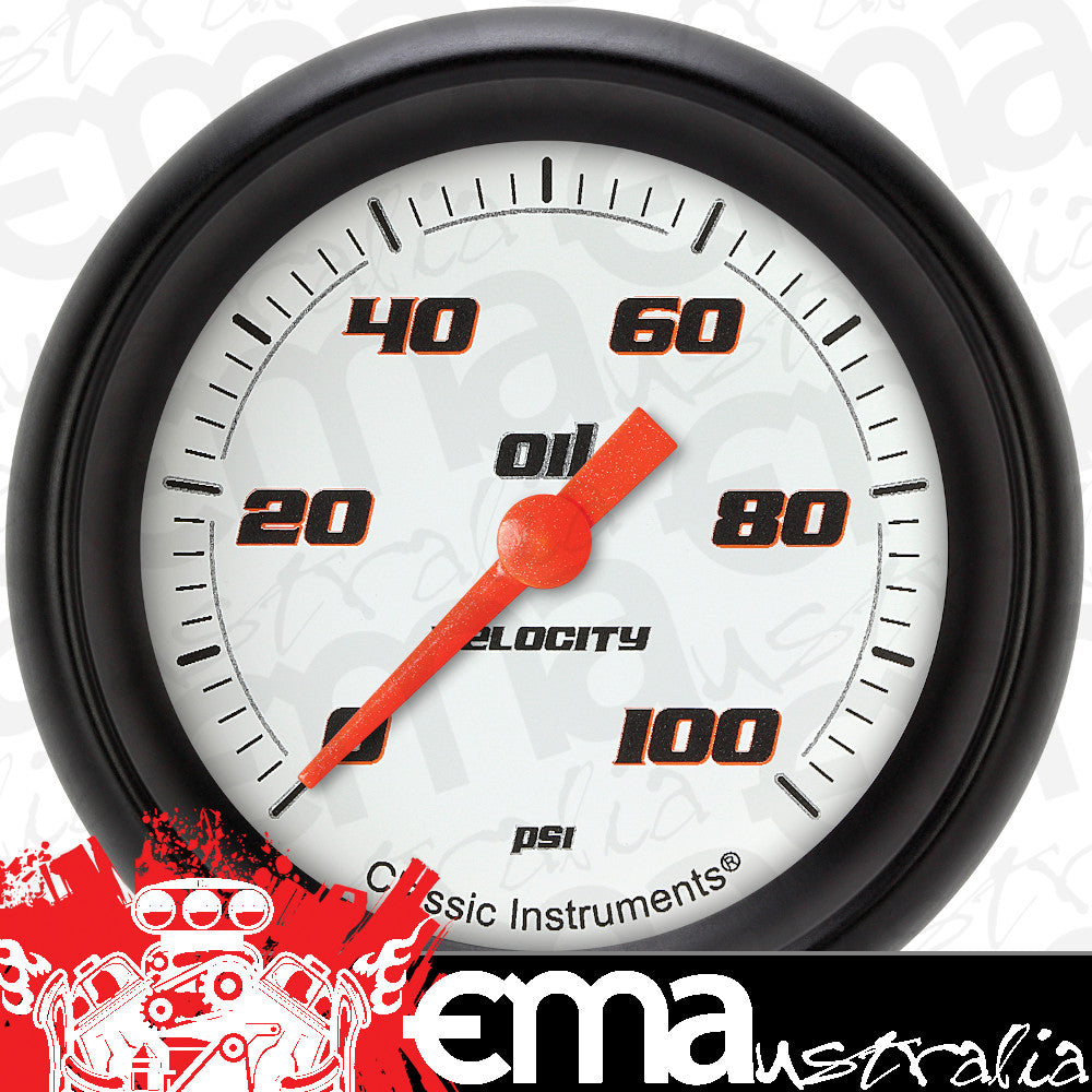 Classic Instruments | VS381WBPF | Velocity White 2 5/8" Oil Pressure Gauge