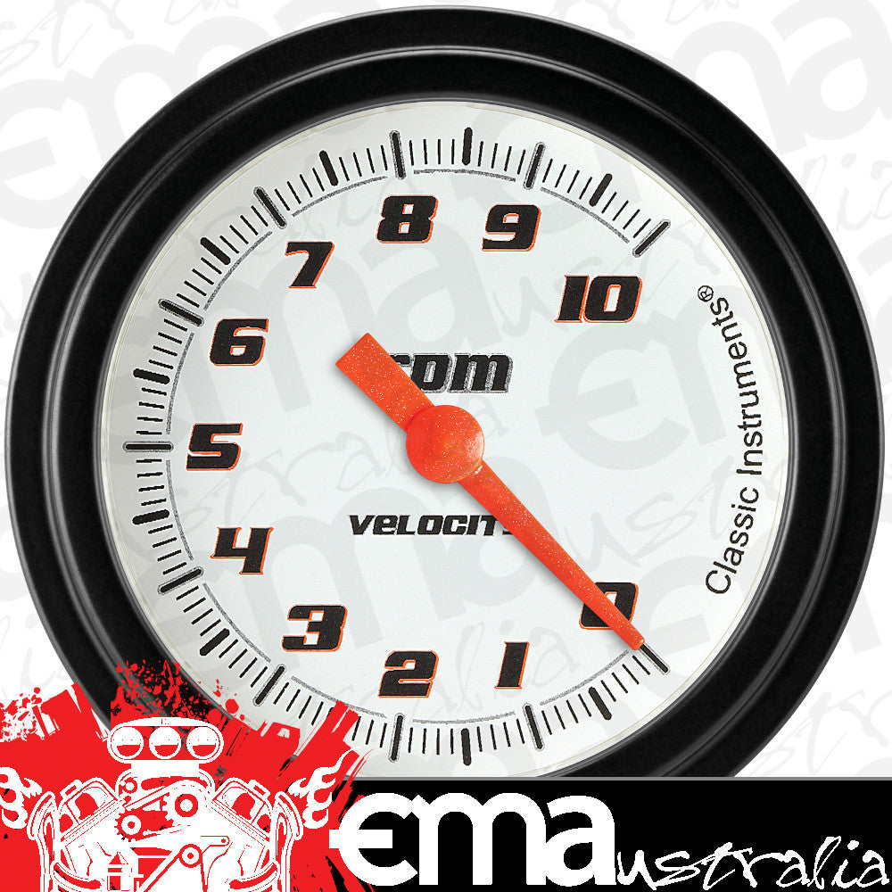 Classic Instruments VS383WBLF Velocity White 2 5/8" Tachometer