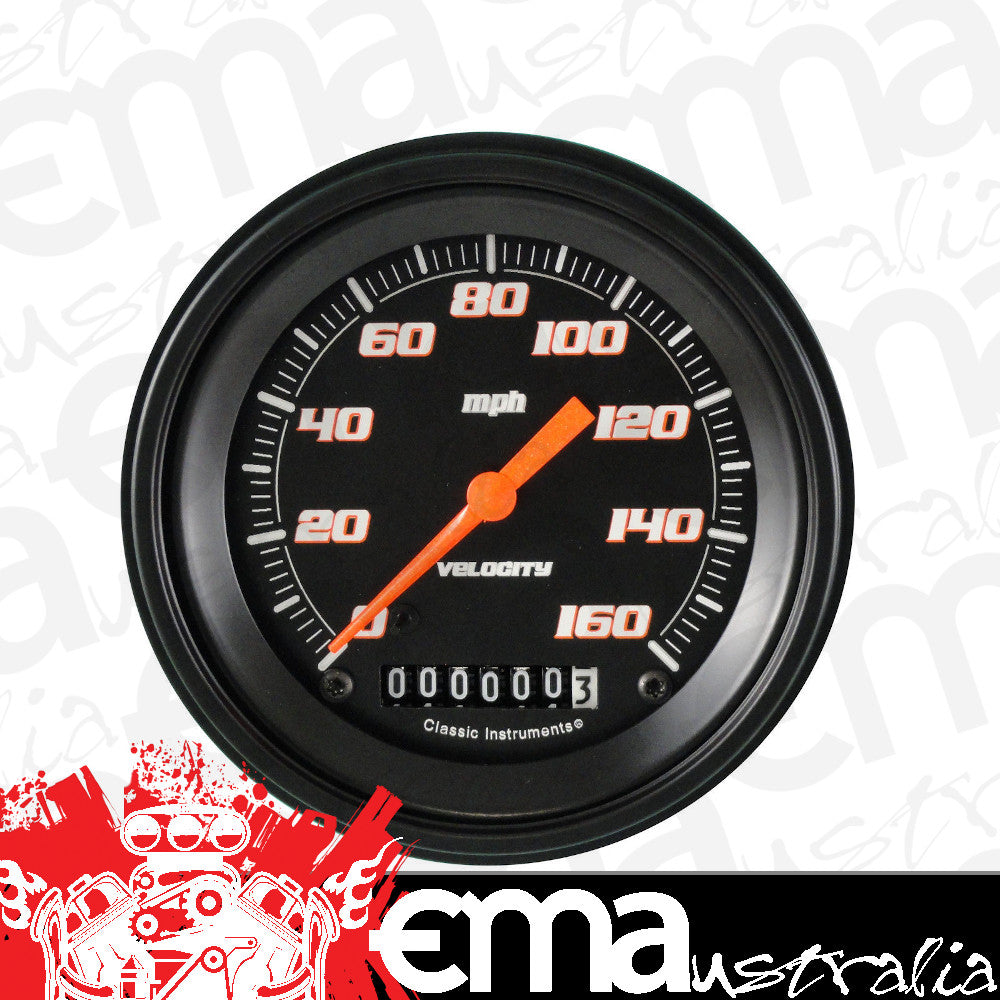 Classic Instruments VS55BBLF Velocity Black w/ Black Bezel 3-3/8" Speedometer