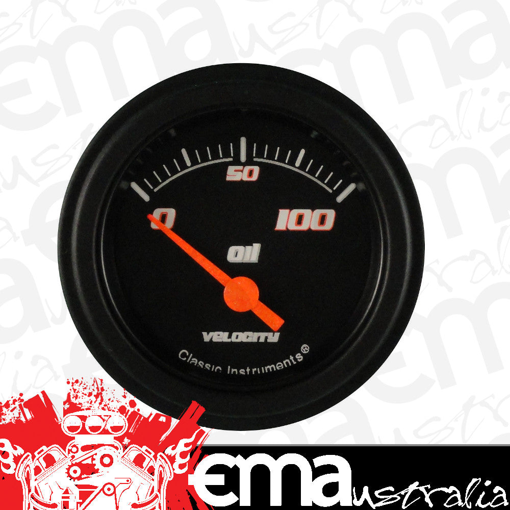 Classic Instruments VS81BBLF Velocity Black - Oil Pressure Gauge 2-1/8"