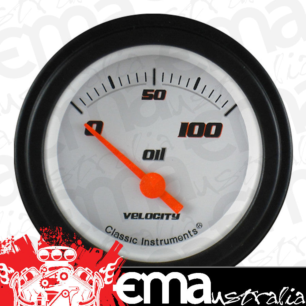 Classic Instruments VS81WBLF Velocity White - Oil Pressure Gauge 2-1/8"