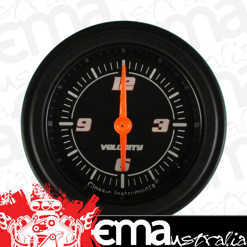 Classic Instruments VS90BBLF Velocity Black - Clock Gauge 2-1/8"