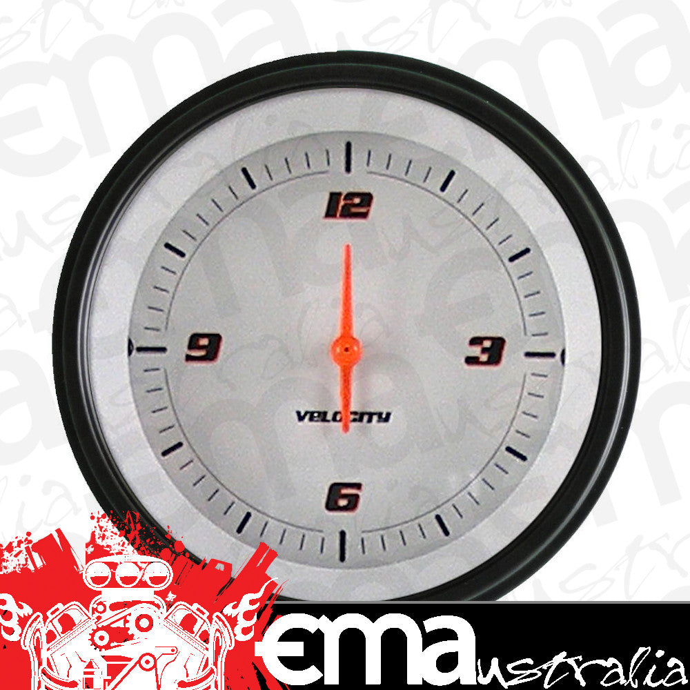 Classic Instruments VS93WBLF Velocity White - Clock Gauge 3-3/8"