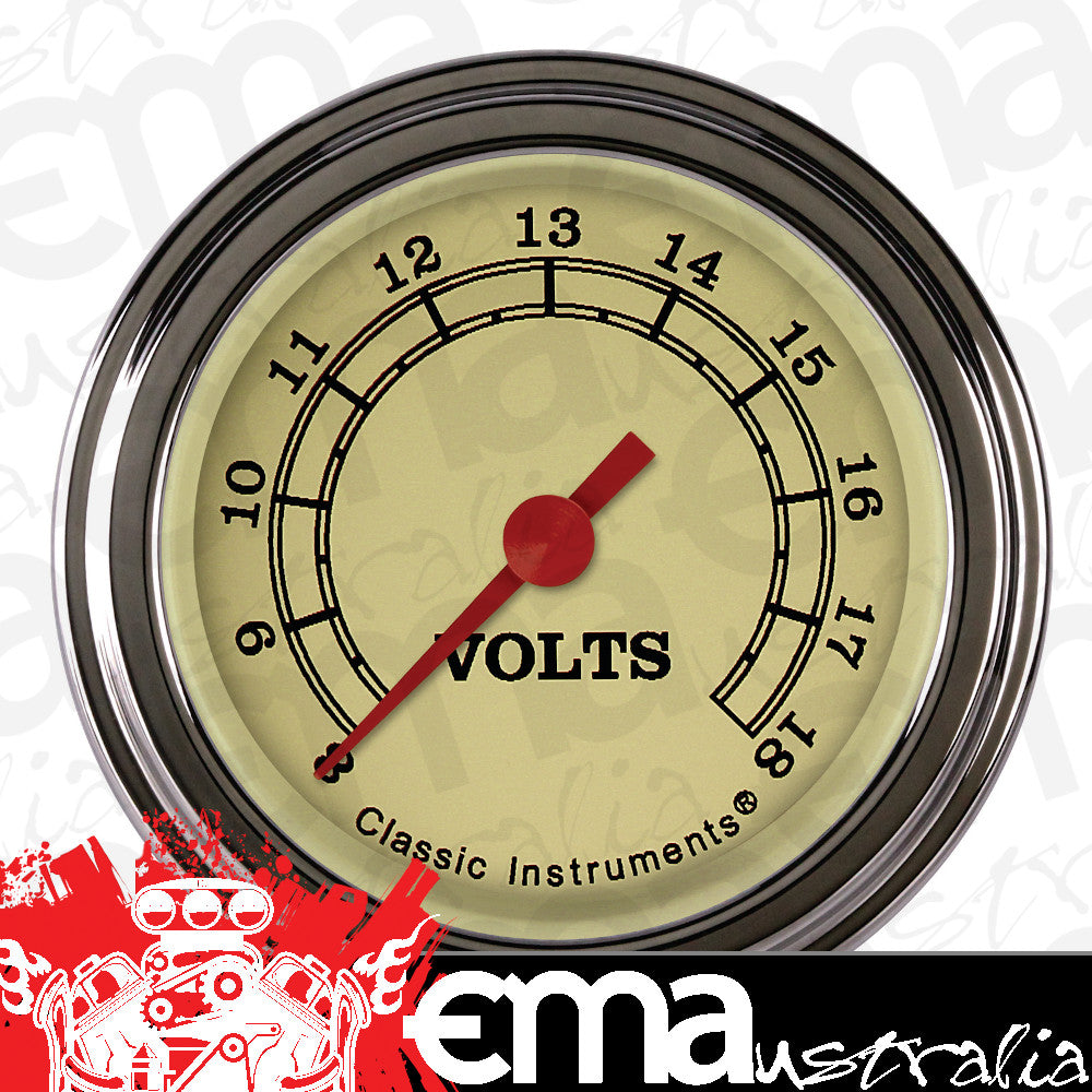 Classic Instruments VT130SLF Vintage - Volt Gauge Full Sweep 2-1/8"