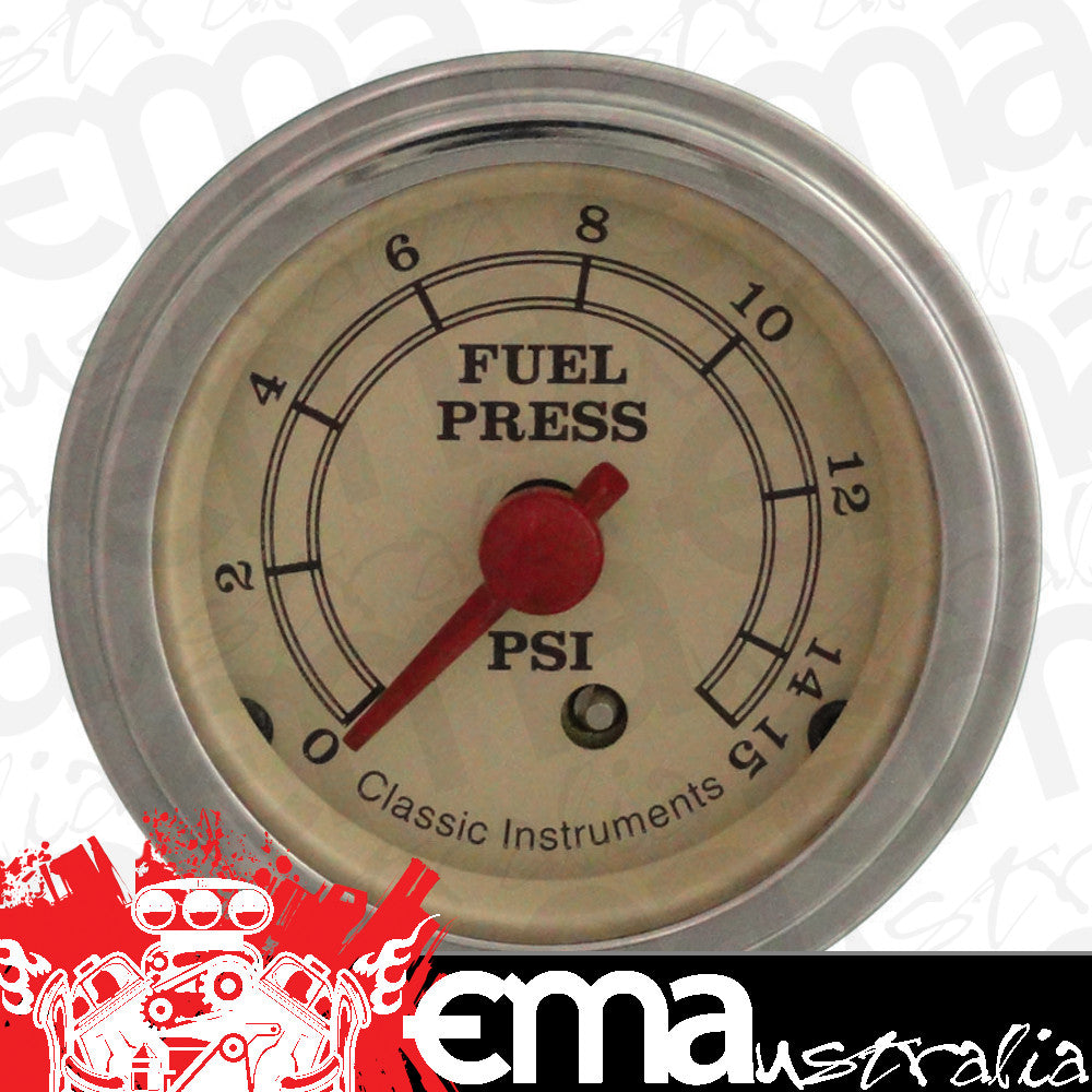 Classic Instruments VT15SLF Vintage - Fuel Pressure Gauge 15 PSI 2-1/8"