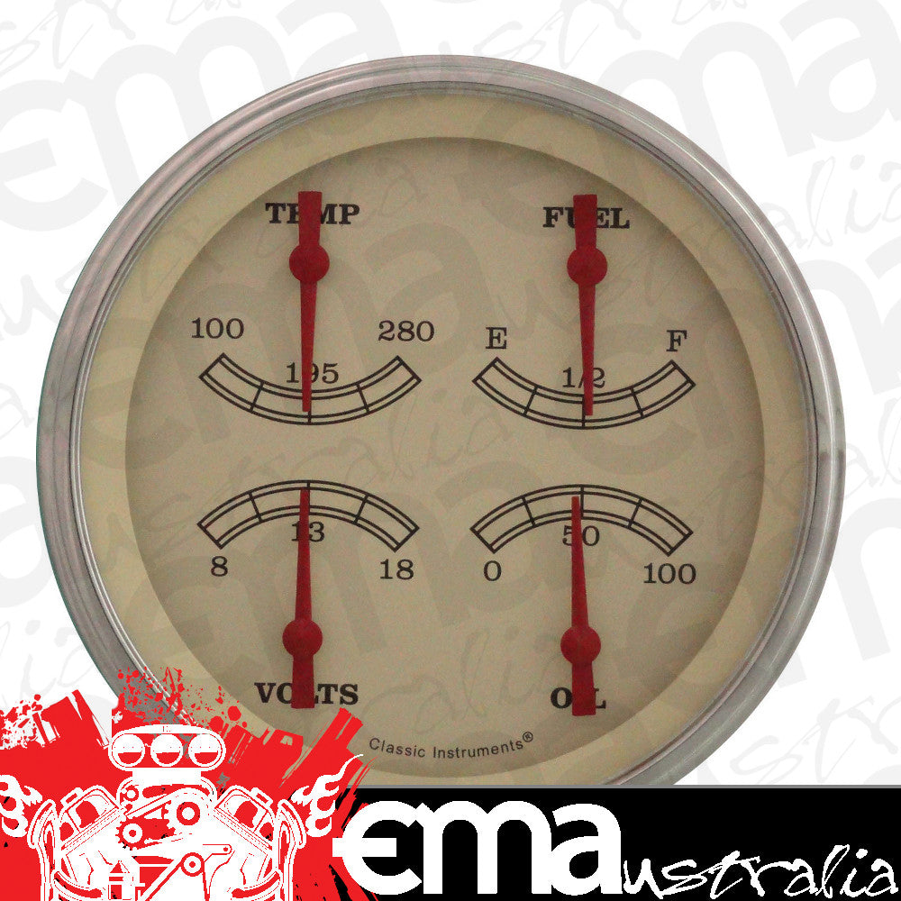 Classic Instruments VT31SLF Vintage - Quad Gauge 4-5/8" (Fuel 0-30 OHM)