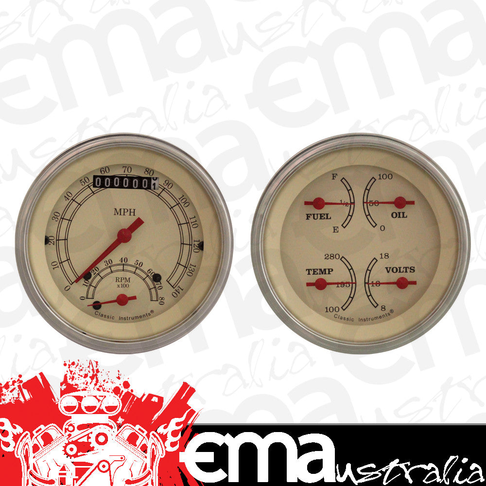 Classic Instruments VT32SLF Vintage Two Gauge Set w/ Stainless Steel