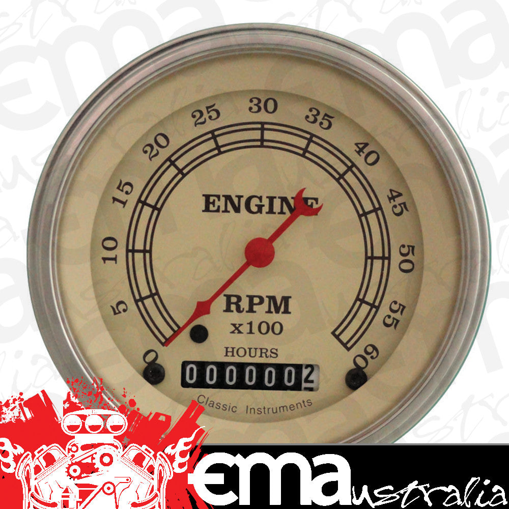 Classic Instruments VT60HSLF Vintage - Tachometer 6K RPM 3-3/8"