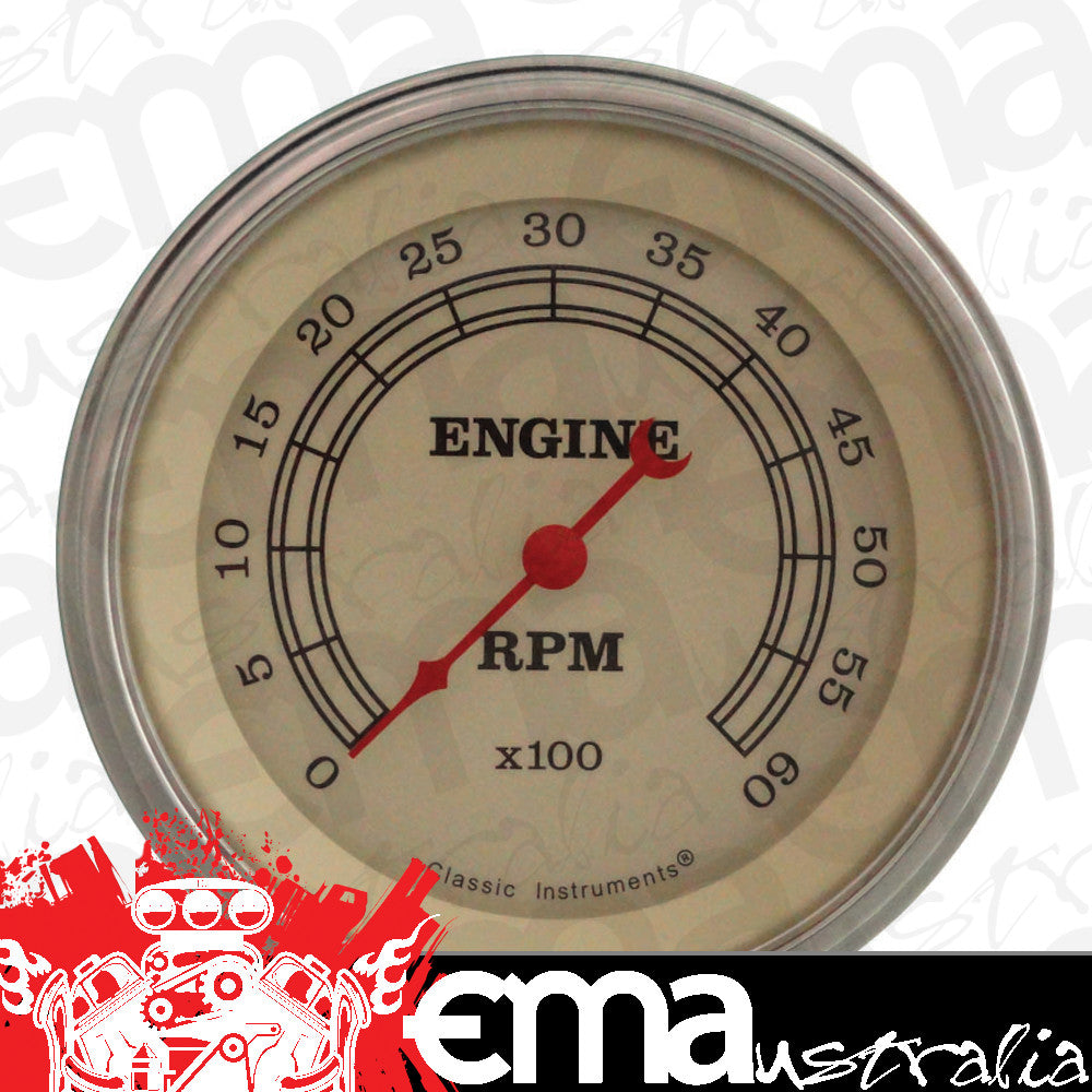 Classic Instruments VT60SLF Vintage - Tachometer 6K RPM 3-3/8"