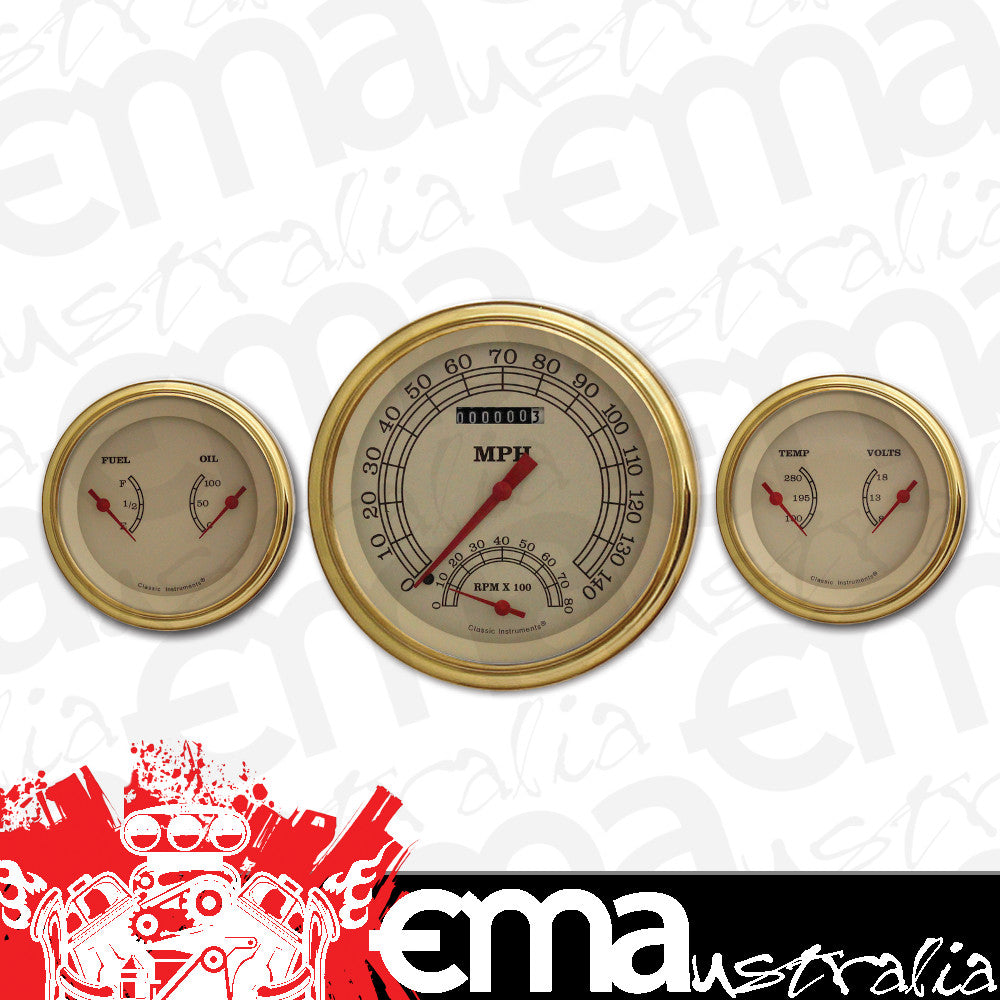 Classic Instruments VT61GLF Vintage - 3 Gauge Set 4-5/8" Speedtachular & 2x 3-3/8" Duals