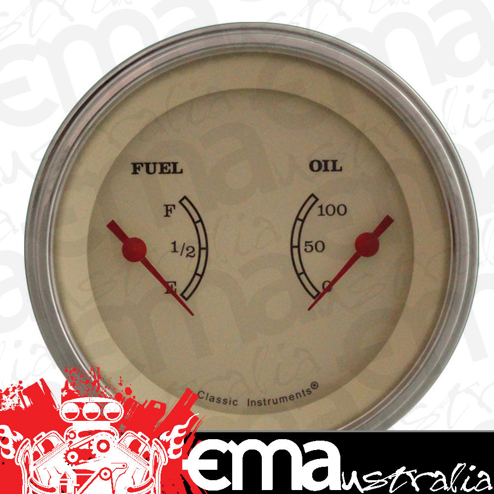 Classic Instruments VT72SLF Vintage - Dual Gauge Oil & Fuel (240-33 OHM)