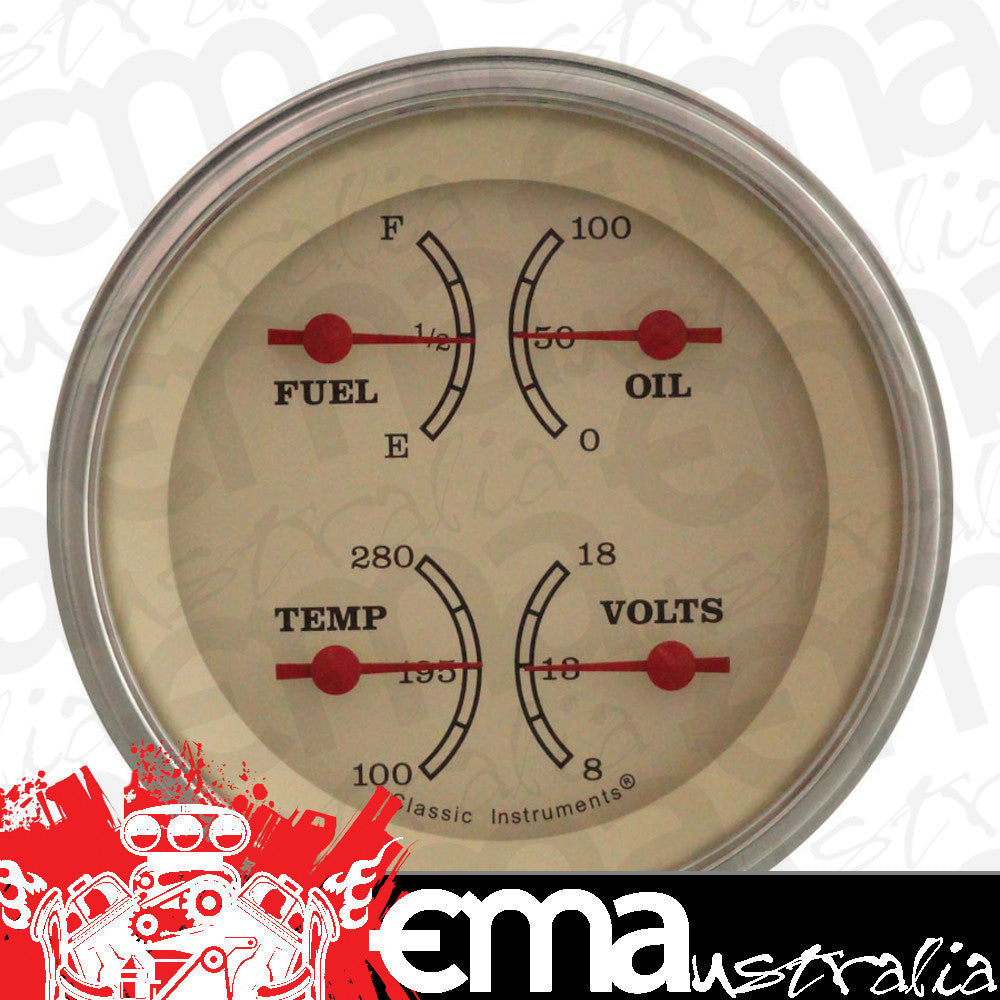Classic Instruments VT76SLF Vintage - Quad Gauge 3-3/8" (240-33 OHM)