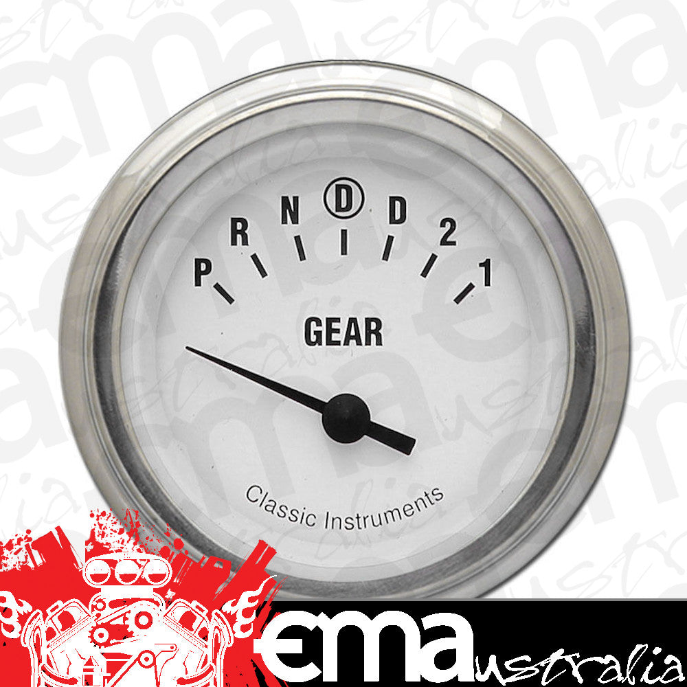 Classic Instruments WH06SLF White Hot - Gear Indicator Gauge w/ Overdrive 2-1/8"