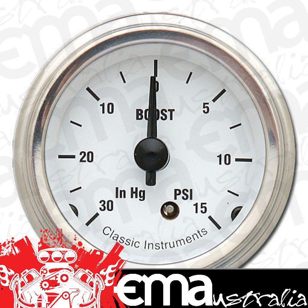 Classic Instruments | WH08SLF | White Hot - Boost Gauge 2-1/8"